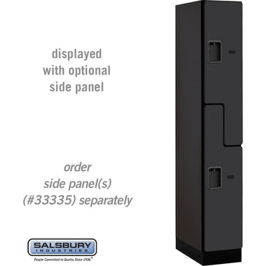 12-inch Wide Double Tier 'S' Style Designer Wood Locker - 1 Wide - 6 Feet High - 21-inch Deep by Salsbury – Black – Hasps by Salsbury