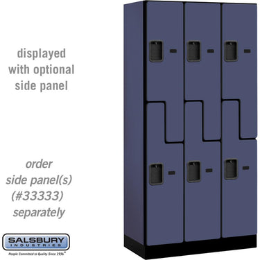 12-inch Wide Double Tier 'S' Style Designer Wood Locker - 3 Wide - 6 Feet High - 18-inch Deep by Salsbury – Blue – Hasps by Salsbury