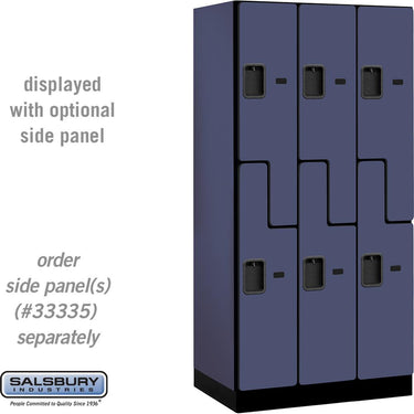 12-inch Wide Double Tier 'S' Style Designer Wood Locker - 3 Wide - 6 Feet High - 21-inch Deep by Salsbury – Blue – Hasps by Salsbury