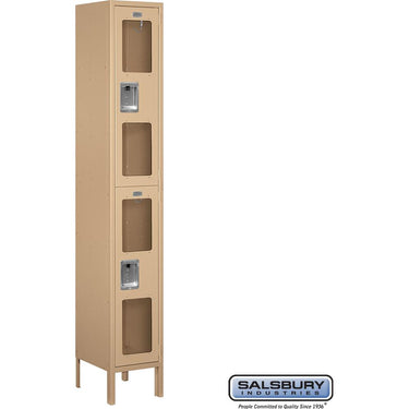 12-inch Wide Double Tier See-Through Metal Locker - 1 Wide - 6 Feet High - 12-inch Deep by Salsbury – Tan – Assembled by Salsbury