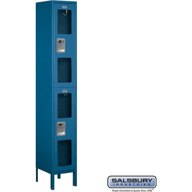 12-inch Wide Double Tier See-Through Metal Locker - 1 Wide - 6 Feet High - 12-inch Deep by Salsbury – Blue – Assembled by Salsbury