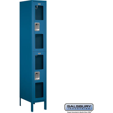 12-inch Wide Double Tier See-Through Metal Locker - 1 Wide - 6 Feet High - 18-inch Deep by Salsbury – Blue – Assembled by Salsbury
