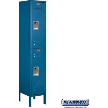 12-inch Wide Double Tier Standard Metal Locker - 1 Wide - 5 Feet High - 12-inch Deep by Salsbury – Blue – Assembled by Salsbury