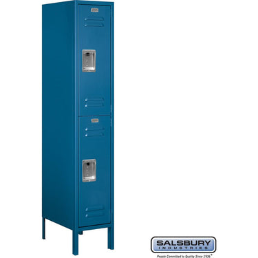 12-inch Wide Double Tier Standard Metal Locker - 1 Wide - 5 Feet High - 18-inch Deep by Salsbury – Blue – Assembled by Salsbury