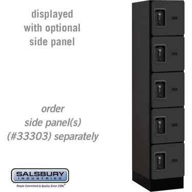 12-inch Wide Five Tier Box Style Designer Wood Locker - 1 Wide - 5 Feet High - 18-inch Deep by Salsbury – Black – Black Resettable Combination Locks by Salsbury