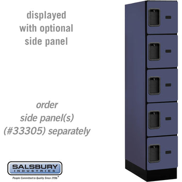 12-inch Wide Five Tier Box Style Designer Wood Locker - 1 Wide - 5 Feet High - 21-inch Deep by Salsbury – Blue – Hasps by Salsbury