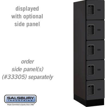 12-inch Wide Five Tier Box Style Designer Wood Locker - 1 Wide - 5 Feet High - 21-inch Deep by Salsbury – Black – Hasps by Salsbury