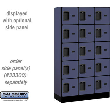 12-inch Wide Five Tier Box Style Designer Wood Locker - 3 Wide - 5 Feet High - 15-inch Deep by Salsbury – Blue – Hasps by Salsbury