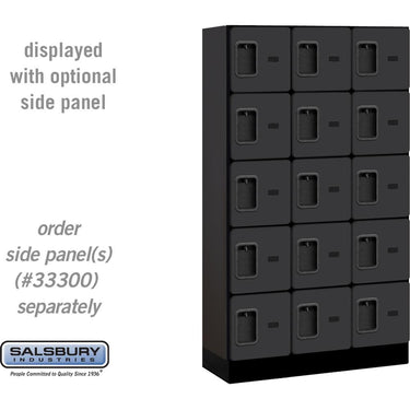 12-inch Wide Five Tier Box Style Designer Wood Locker - 3 Wide - 5 Feet High - 15-inch Deep by Salsbury – Black – Hasps by Salsbury
