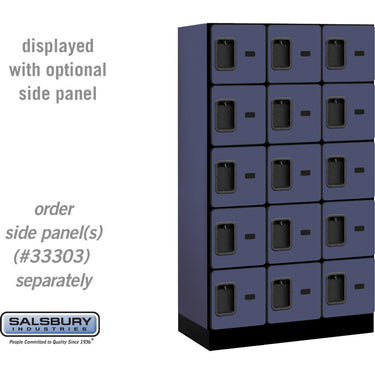 12-inch Wide Five Tier Box Style Designer Wood Locker - 3 Wide - 5 Feet High - 18-inch Deep by Salsbury – Blue – Hasps by Salsbury