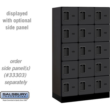 12-inch Wide Five Tier Box Style Designer Wood Locker - 3 Wide - 5 Feet High - 18-inch Deep by Salsbury – Black – Hasps by Salsbury