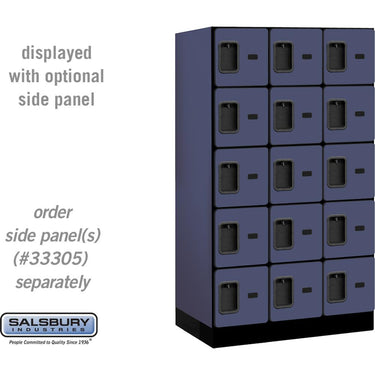 12-inch Wide Five Tier Box Style Designer Wood Locker - 3 Wide - 5 Feet High - 21-inch Deep by Salsbury – Blue – Hasps by Salsbury
