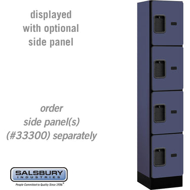 12-inch Wide Four Tier Designer Wood Locker - 1 Wide - 5 Feet High - 15-inch Deep by Salsbury – Blue – Hasps by Salsbury
