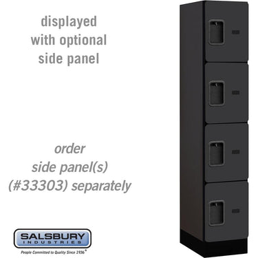 12-inch Wide Four Tier Designer Wood Locker - 1 Wide - 5 Feet High - 18-inch Deep by Salsbury – Black – Hasps by Salsbury