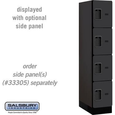 12-inch Wide Four Tier Designer Wood Locker - 1 Wide - 5 Feet High - 21-inch Deep by Salsbury – Black – Hasps by Salsbury
