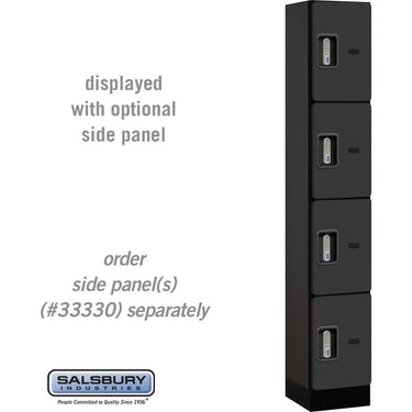 12-inch Wide Four Tier Designer Wood Locker - 1 Wide - 6 Feet High - 15-inch Deep by Salsbury – Black – Silver Electronic Locks by Salsbury