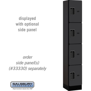 12-inch Wide Four Tier Designer Wood Locker - 1 Wide - 6 Feet High - 15-inch Deep by Salsbury – Black – Hasps by Salsbury