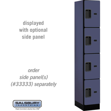 12-inch Wide Four Tier Designer Wood Locker - 1 Wide - 6 Feet High - 18-inch Deep by Salsbury – Blue – Hasps by Salsbury