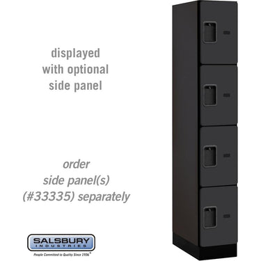 12-inch Wide Four Tier Designer Wood Locker - 1 Wide - 6 Feet High - 21-inch Deep by Salsbury – Black – Hasps by Salsbury