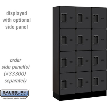 12-inch Wide Four Tier Designer Wood Locker - 3 Wide - 5 Feet High - 15-inch Deep by Salsbury – Black – Hasps by Salsbury