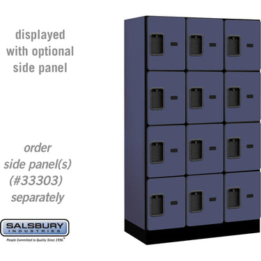 12-inch Wide Four Tier Designer Wood Locker - 3 Wide - 5 Feet High - 18-inch Deep by Salsbury – Blue – Hasps by Salsbury