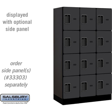 12-inch Wide Four Tier Designer Wood Locker - 3 Wide - 5 Feet High - 18-inch Deep by Salsbury – Black – Hasps by Salsbury