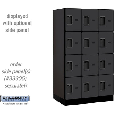 12-inch Wide Four Tier Designer Wood Locker - 3 Wide - 5 Feet High - 21-inch Deep by Salsbury – Black – Hasps by Salsbury