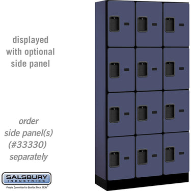 12-inch Wide Four Tier Designer Wood Locker - 3 Wide - 6 Feet High - 15-inch Deep by Salsbury – Blue – Hasps by Salsbury