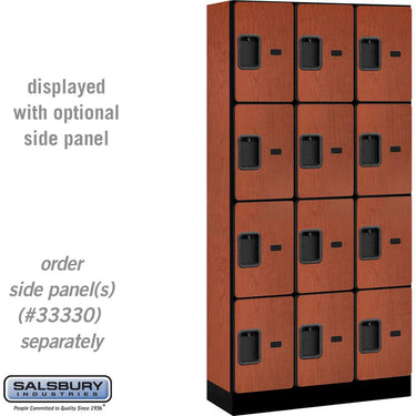 12-inch Wide Four Tier Designer Wood Locker - 3 Wide - 6 Feet High - 15-inch Deep by Salsbury – Cherry – Hasps by Salsbury