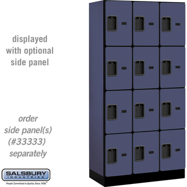 12-inch Wide Four Tier Designer Wood Locker - 3 Wide - 6 Feet High - 18-inch Deep by Salsbury – Blue – Hasps by Salsbury