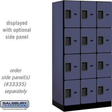 12-inch Wide Four Tier Designer Wood Locker - 3 Wide - 6 Feet High - 21-inch Deep by Salsbury – Blue – Hasps by Salsbury