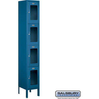 12-inch Wide Four Tier See-Through Metal Locker - 1 Wide - 6 Feet High - 12-inch Deep by Salsbury – Blue – Assembled by Salsbury