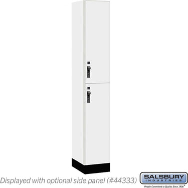 12-inch Wide Premier Wood Locker - Double Tier-1 Wide - 6 Feet High - 18-inch Deep by Salsbury – Arctic White – Black Hasps by Salsbury