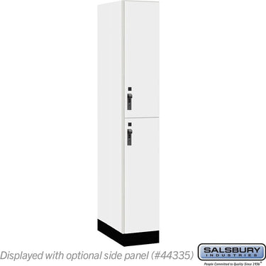 12-inch Wide Premier Wood Locker - Double Tier-1 Wide - 6 Feet High - 21-inch Deep by Salsbury – Arctic White – Black Hasps by Salsbury