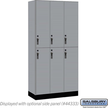 12-inch Wide Premier Wood Locker - Double Tier-3 Wide - 6 Feet High - 18-inch Deep by Salsbury – Winter Fog – Black Hasps by Salsbury