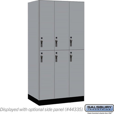 12-inch Wide Premier Wood Locker - Double Tier-3 Wide - 6 Feet High - 21-inch Deep by Salsbury – Winter Fog – Black Hasps by Salsbury
