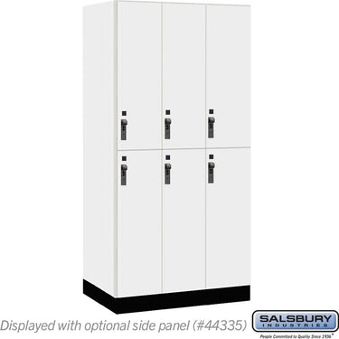 12-inch Wide Premier Wood Locker - Double Tier-3 Wide - 6 Feet High - 21-inch Deep by Salsbury – Arctic White – Black Hasps by Salsbury