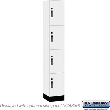 12-inch Wide Premier Wood Locker - Four Tier-1 Wide - 6 Feet High - 15-inch Deep by Salsbury – Arctic White – Black Hasps by Salsbury