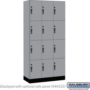 12-inch Wide Premier Wood Locker - Four Tier-3 Wide - 6 Feet High - 18-inch Deep by Salsbury – Winter Fog – Black Hasps by Salsbury