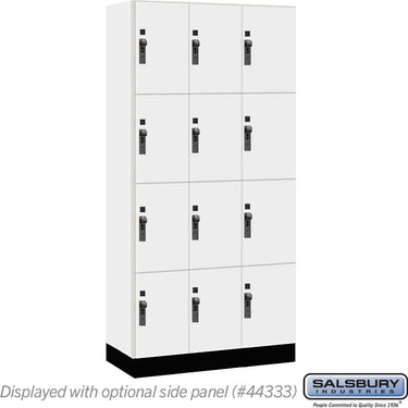 12-inch Wide Premier Wood Locker - Four Tier-3 Wide - 6 Feet High - 18-inch Deep by Salsbury – Arctic White – Black Hasps by Salsbury