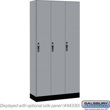 12-inch Wide Premier Wood Locker - Single Tier - 3 Wide - 6 Feet High - 15-inch Deep by Salsbury – Winter Fog – Black Hasps by Salsbury