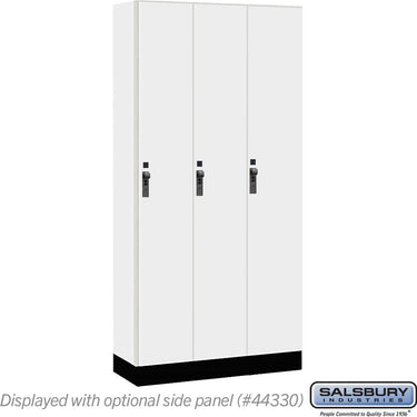 12-inch Wide Premier Wood Locker - Single Tier - 3 Wide - 6 Feet High - 15-inch Deep by Salsbury – Arctic White – Black Hasps by Salsbury