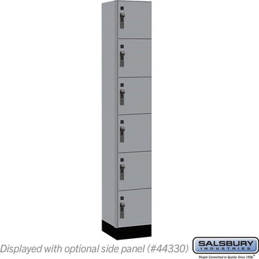 12-inch Wide Premier Wood Locker - Six Tier Box Style-1 Wide - 6 Feet High - 15-inch Deep by Salsbury – Winter Fog – Black Hasps by Salsbury