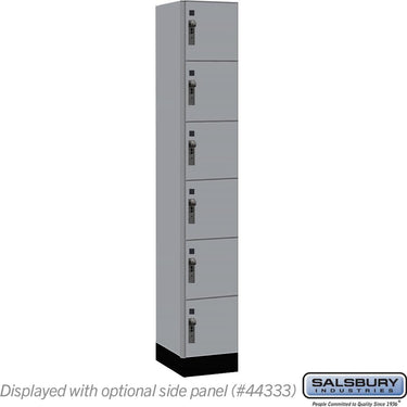 12-inch Wide Premier Wood Locker - Six Tier Box Style-1 Wide - 6 Feet High - 18-inch Deep by Salsbury – Winter Fog – Black Hasps by Salsbury