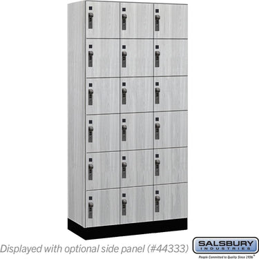 12-inch Wide Premier Wood Locker - Six Tier Box Style-3 Wide - 6 Feet High - 18-inch Deep by Salsbury – Silver Teak – Black Hasps by Salsbury
