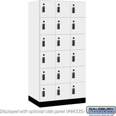 12-inch Wide Premier Wood Locker - Six Tier Box Style-3 Wide - 6 Feet High - 21-inch Deep by Salsbury – Arctic White – Black Resettable Combination Locks by Salsbury
