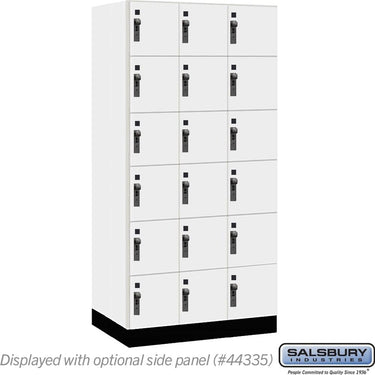 12-inch Wide Premier Wood Locker - Six Tier Box Style-3 Wide - 6 Feet High - 21-inch Deep by Salsbury – Arctic White – Black Hasps by Salsbury