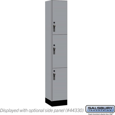 12-inch Wide Premier Wood Locker - Triple Tier-1 Wide - 6 Feet High - 15-inch Deep by Salsbury – Winter Fog – Black Hasps by Salsbury