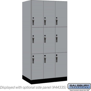 12-inch Wide Premier Wood Locker - Triple Tier-3 Wide - 6 Feet High - 21-inch Deep by Salsbury – Winter Fog – Black Hasps by Salsbury