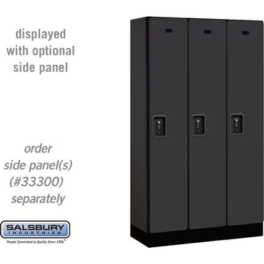 12-inch Wide Single Tier Designer Wood Locker - 3 Wide - 5 Feet High - 15-inch Deep by Salsbury – Black – Black Resettable Combination Locks by Salsbury